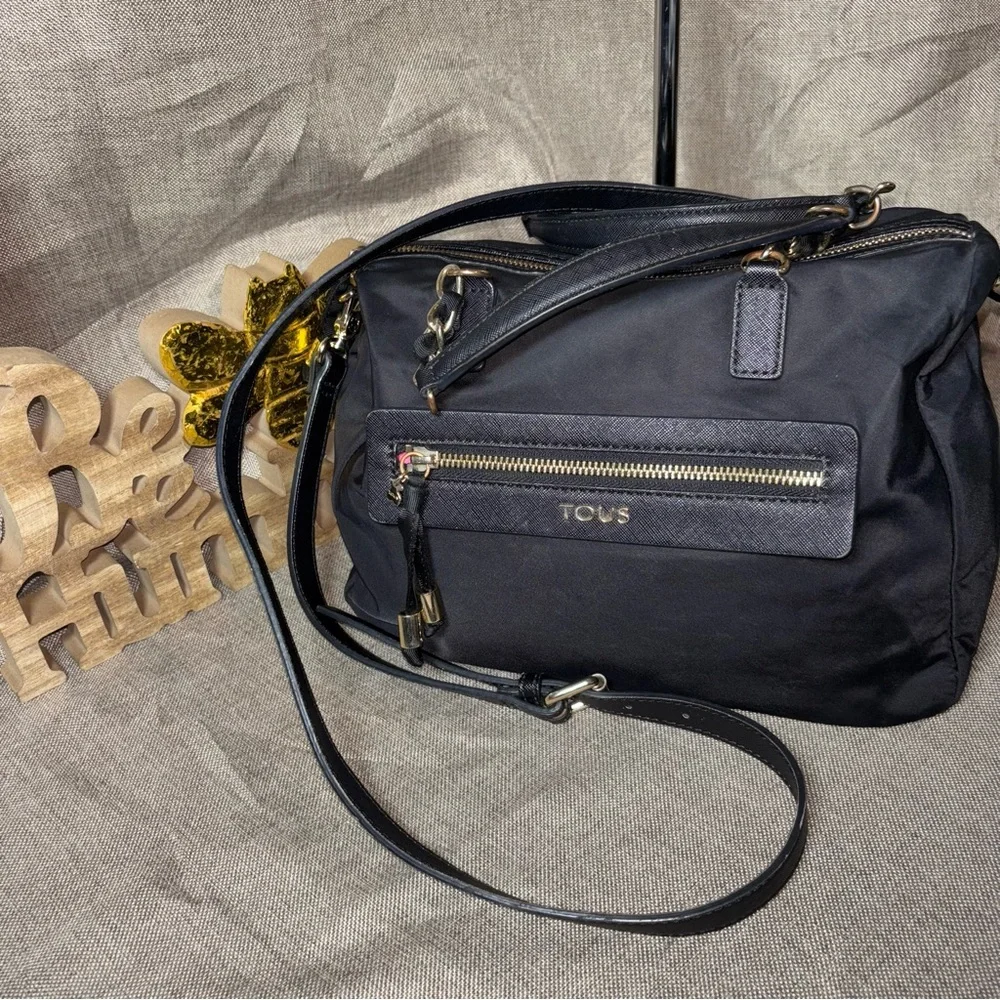 TOUS Brunock Chain Black Satchel Bag
